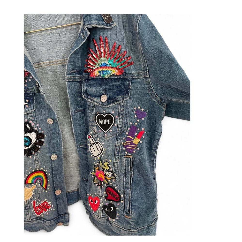 Custom Rhinestone Denim Jacket - Picture 3 of 6